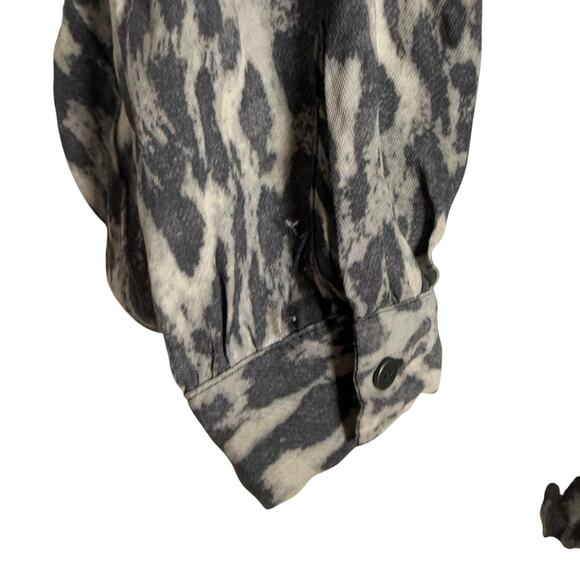 All Saints Nichola Gray Leopard Animal V-Neck Handkerchief Mini Dress Size M - Picture 11 of 15